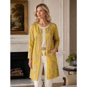 Rara Avis Iris Apfel Yellow Ikat Tassel Duster Cardigan XL